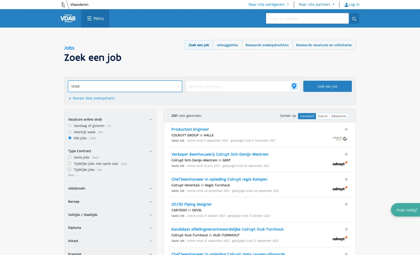 VDAB jobs search
