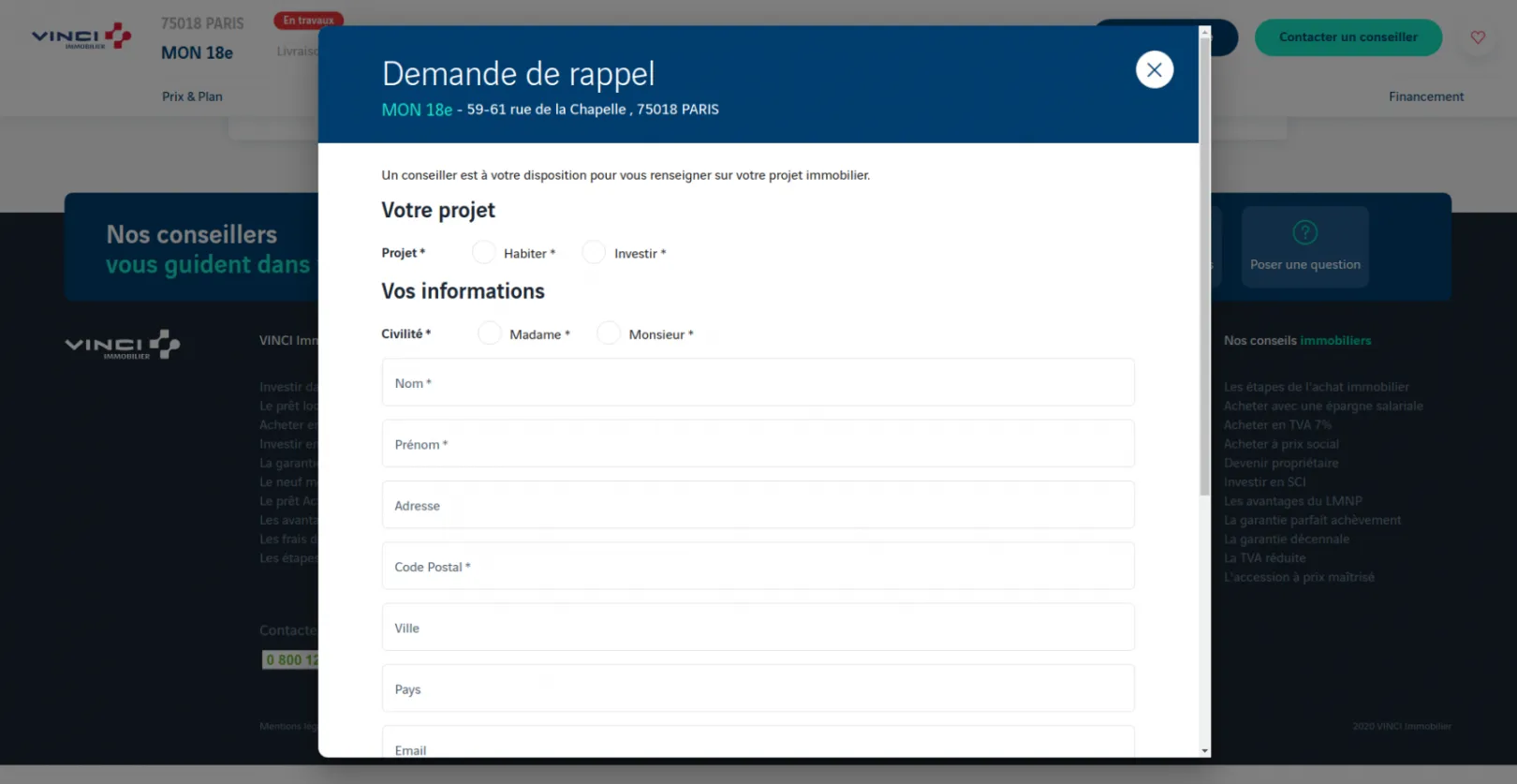 vinci immobilier screenshot