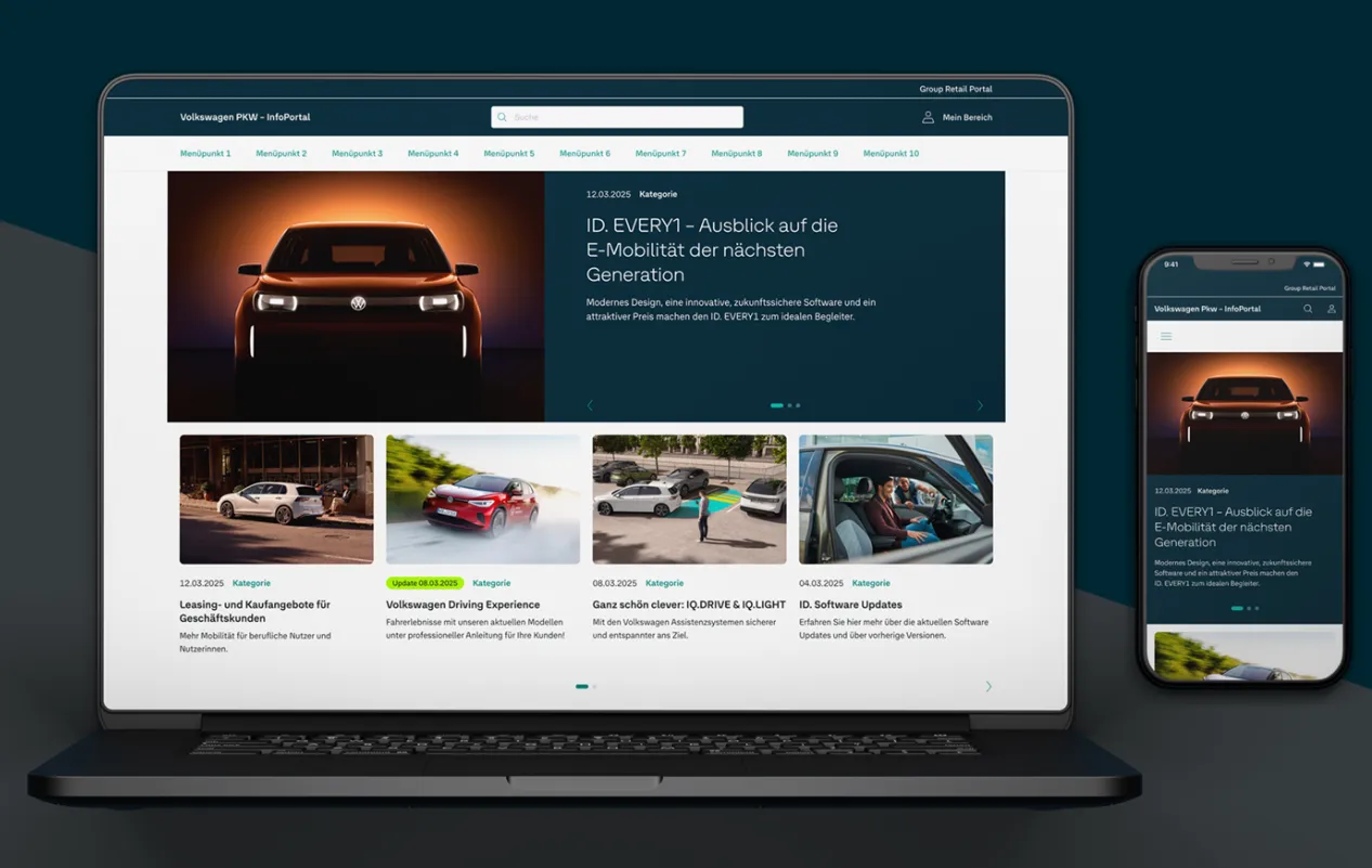 Screenshot of the Volkswagen AG InfoPortal: Start Page