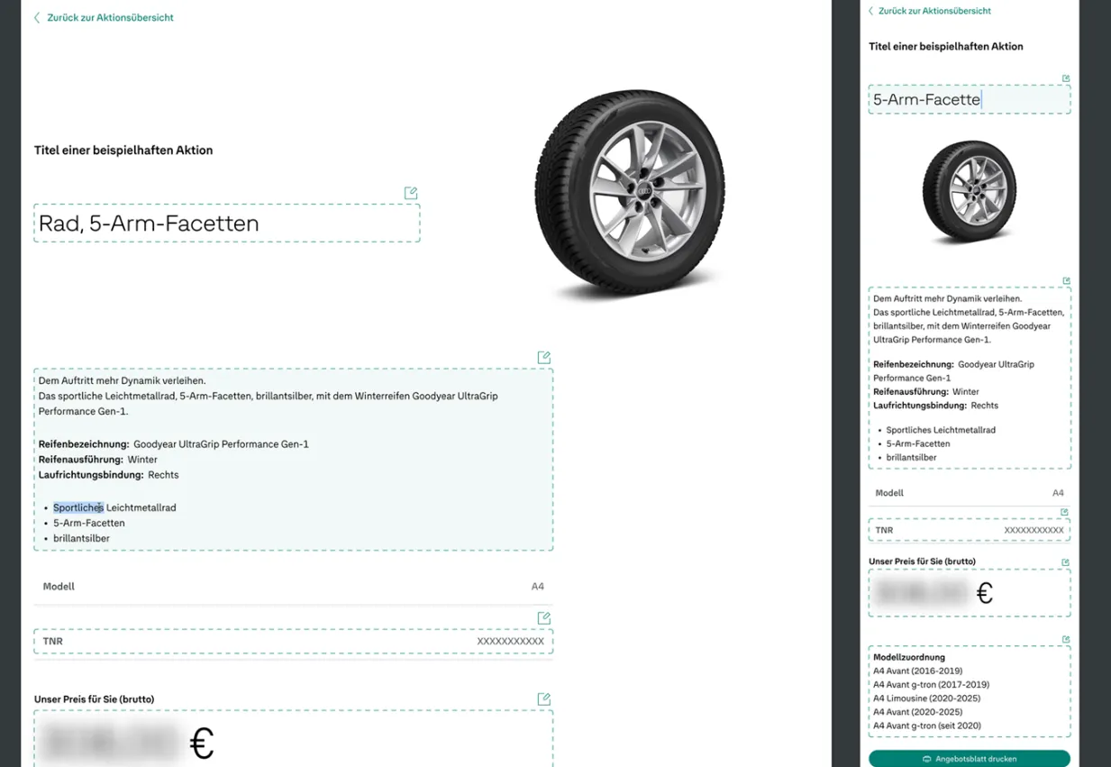 Screenshot of the Volkswagen AG InfoPortal: Editor's experience