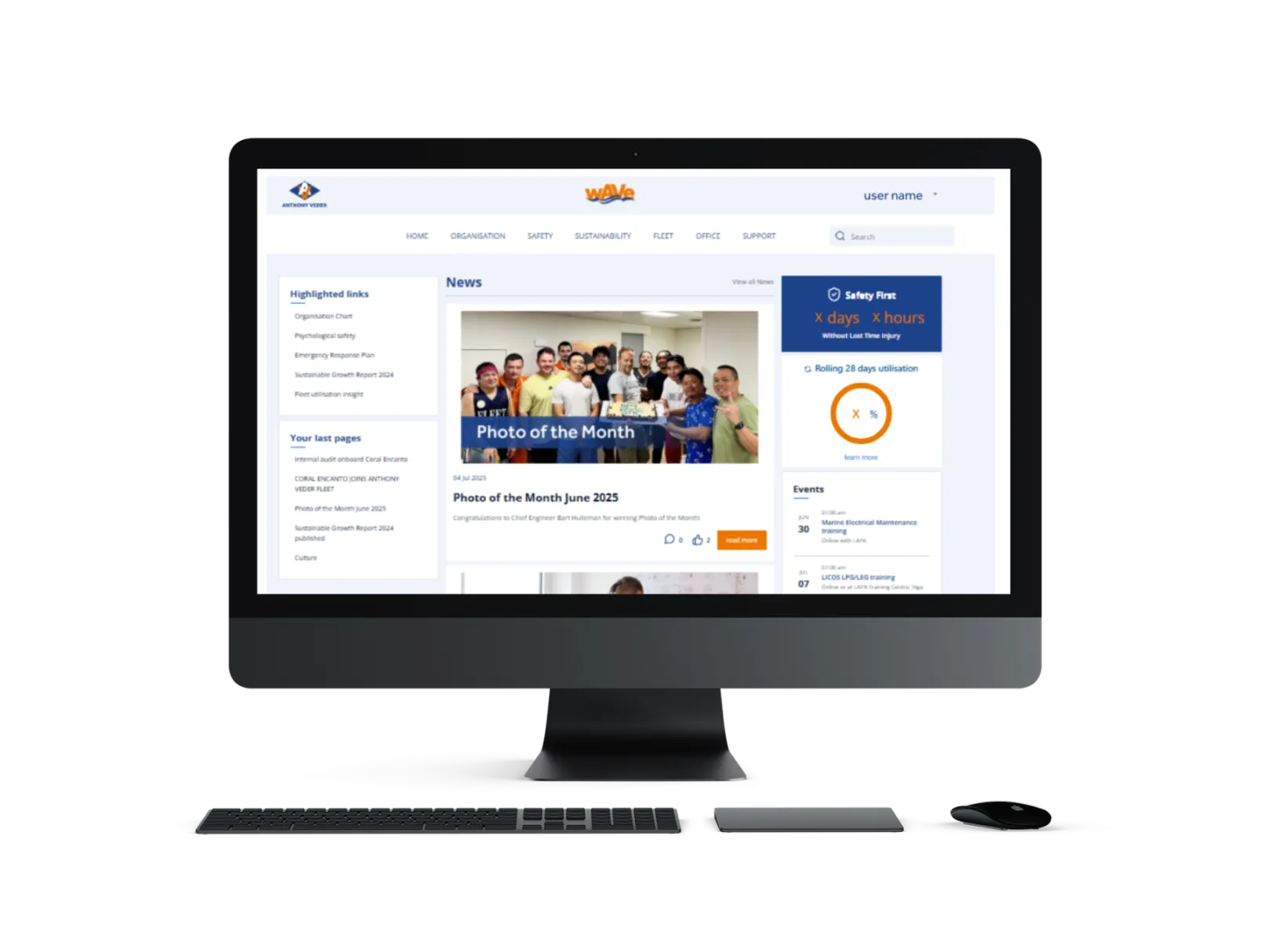 Computer screen showing a section of a corporate intranet on Drupal.