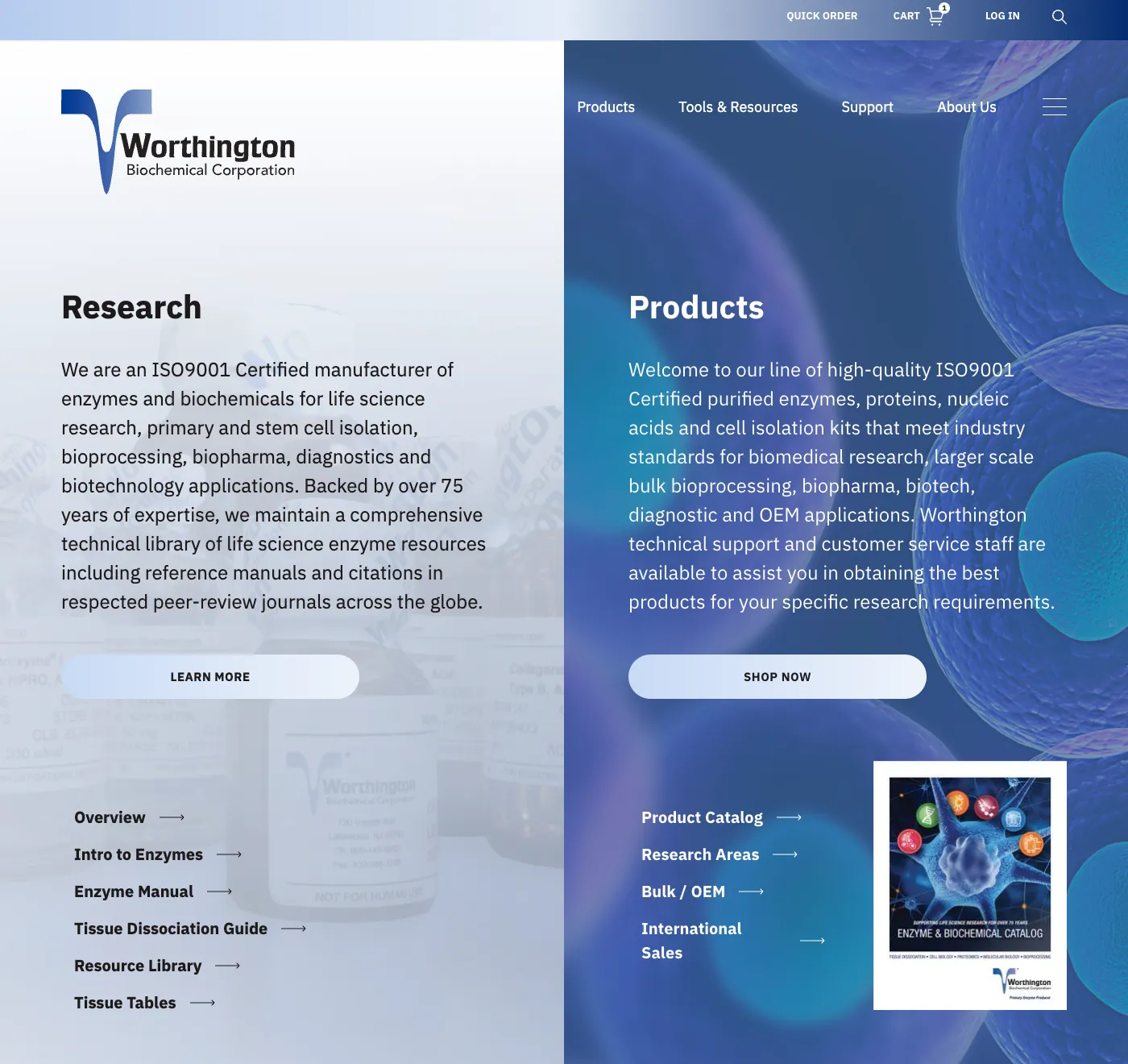 Homepage of Worthington Biochemical
