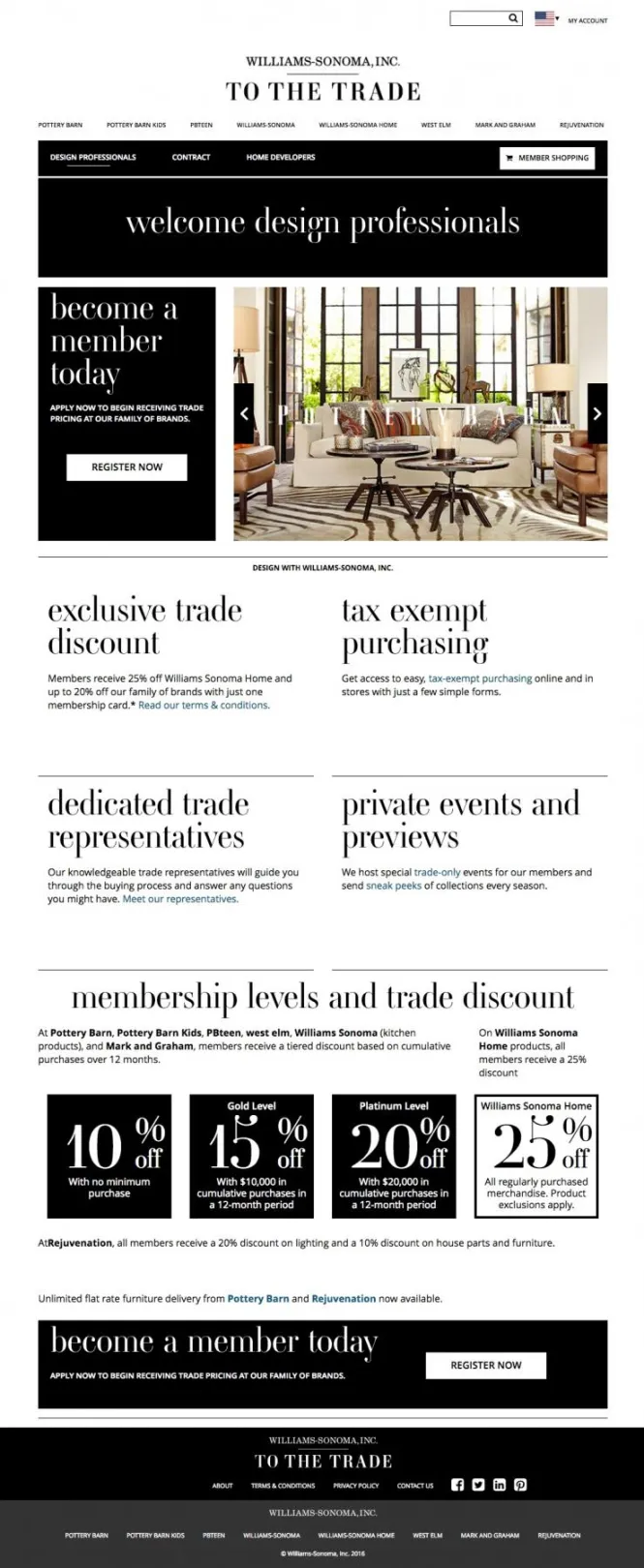 Williams-Sonoma To the Trade design member page