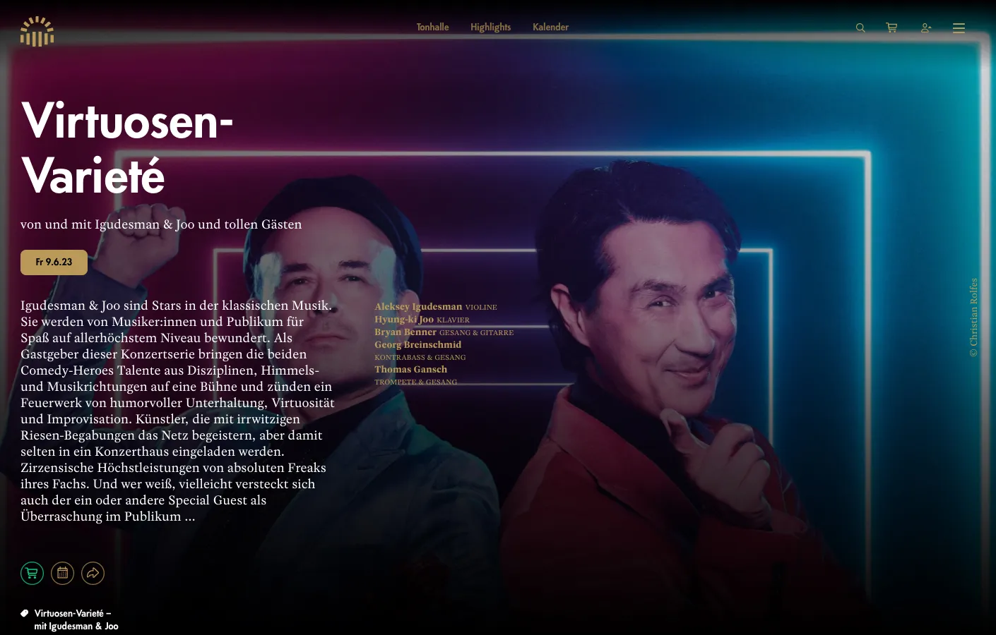 Screenshot of the Tonhalle Düsseldorf website