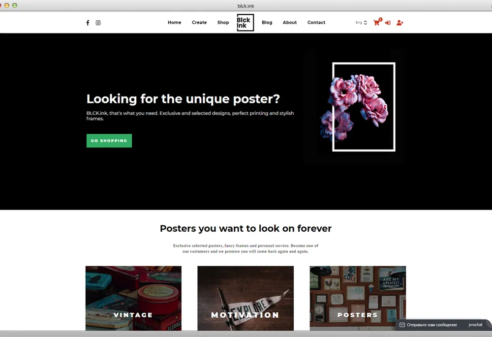 Blck ink homepage screenshot