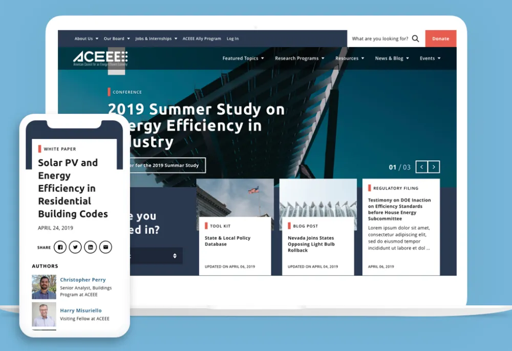 ACEEE website on multiple devices