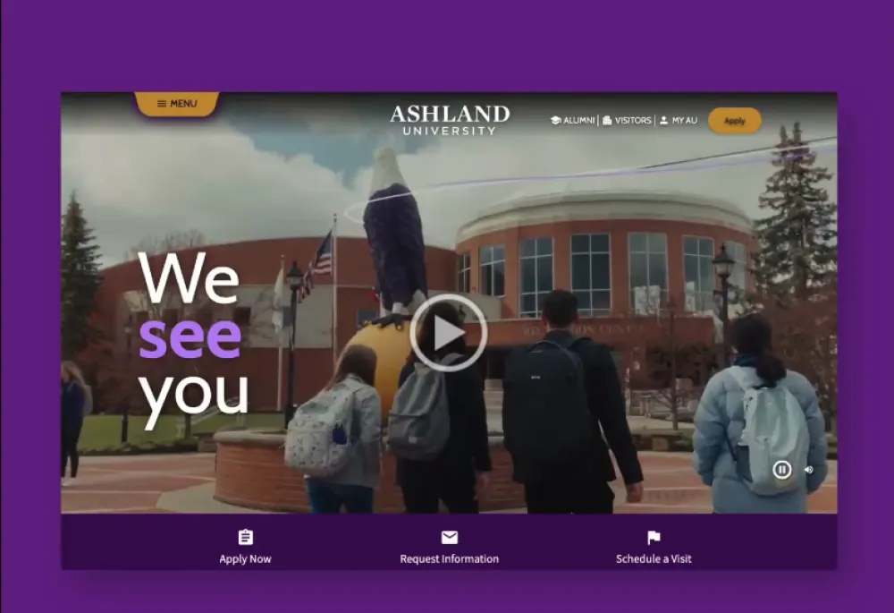 Ashland University website homepage