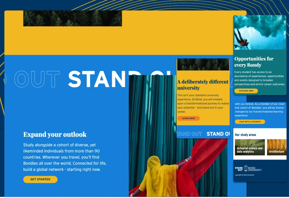 A screenshot of the Bond University website homepage