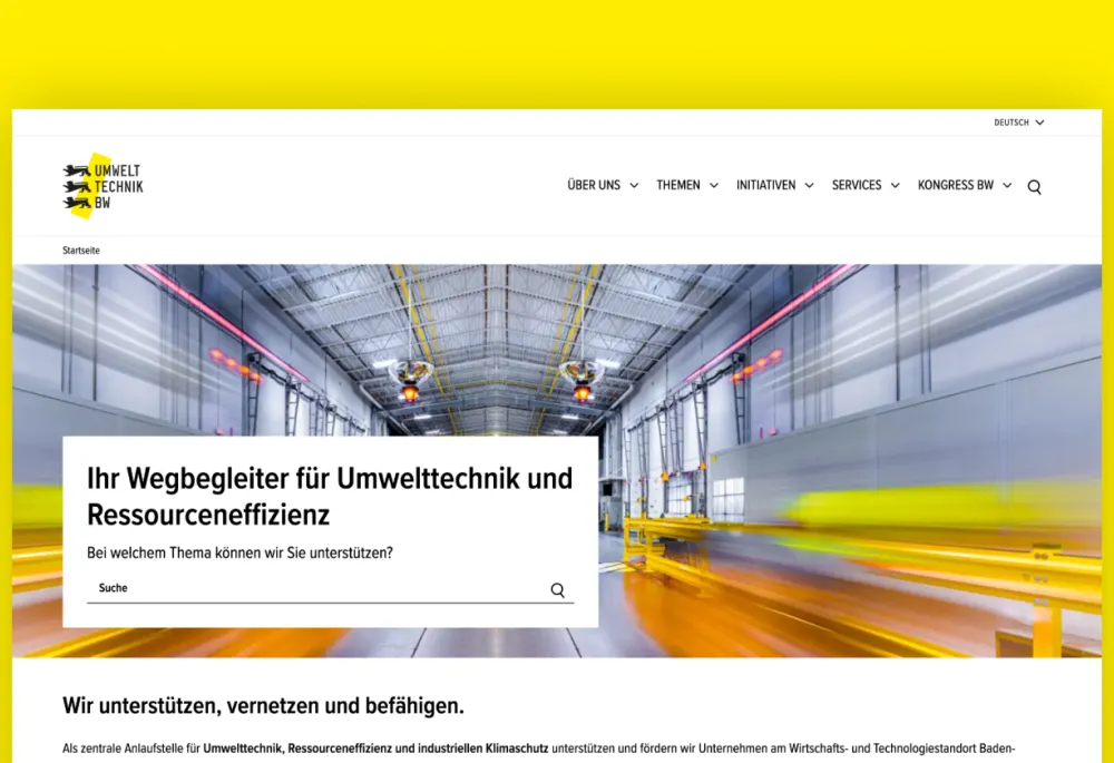 Home page presentation of the UTBW state agency website