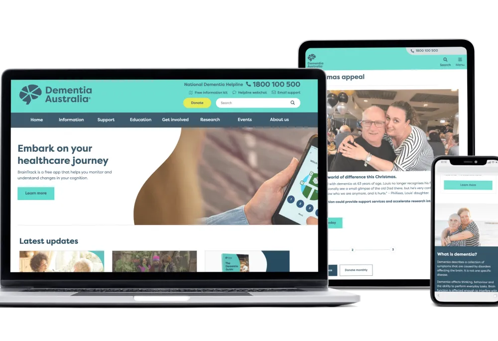 Dementia Australia website screenshots