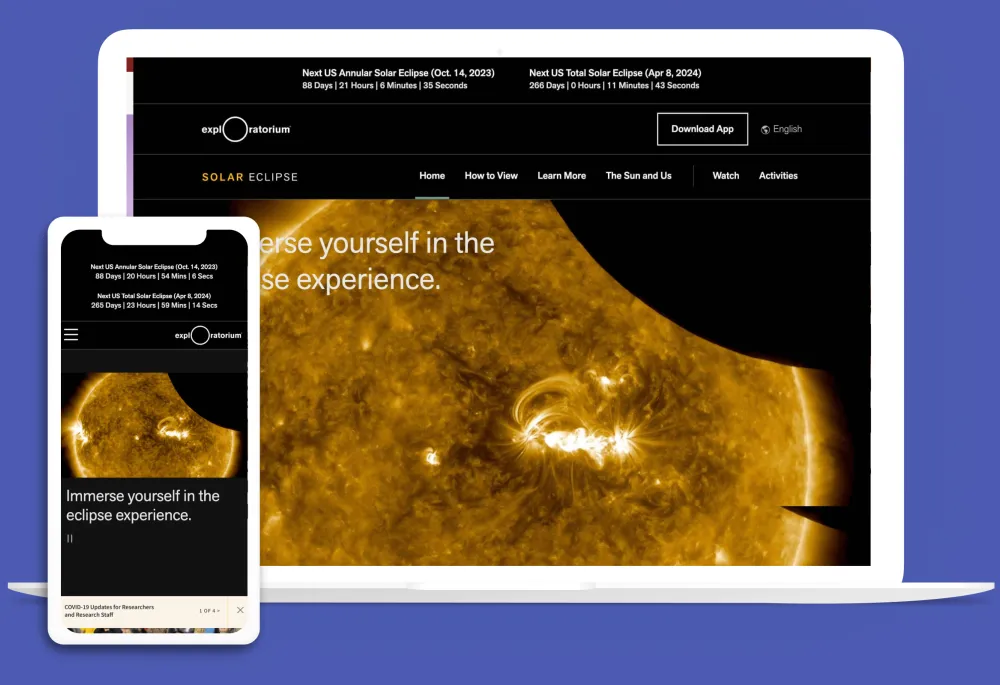 The Exploratorium website on multiple devices