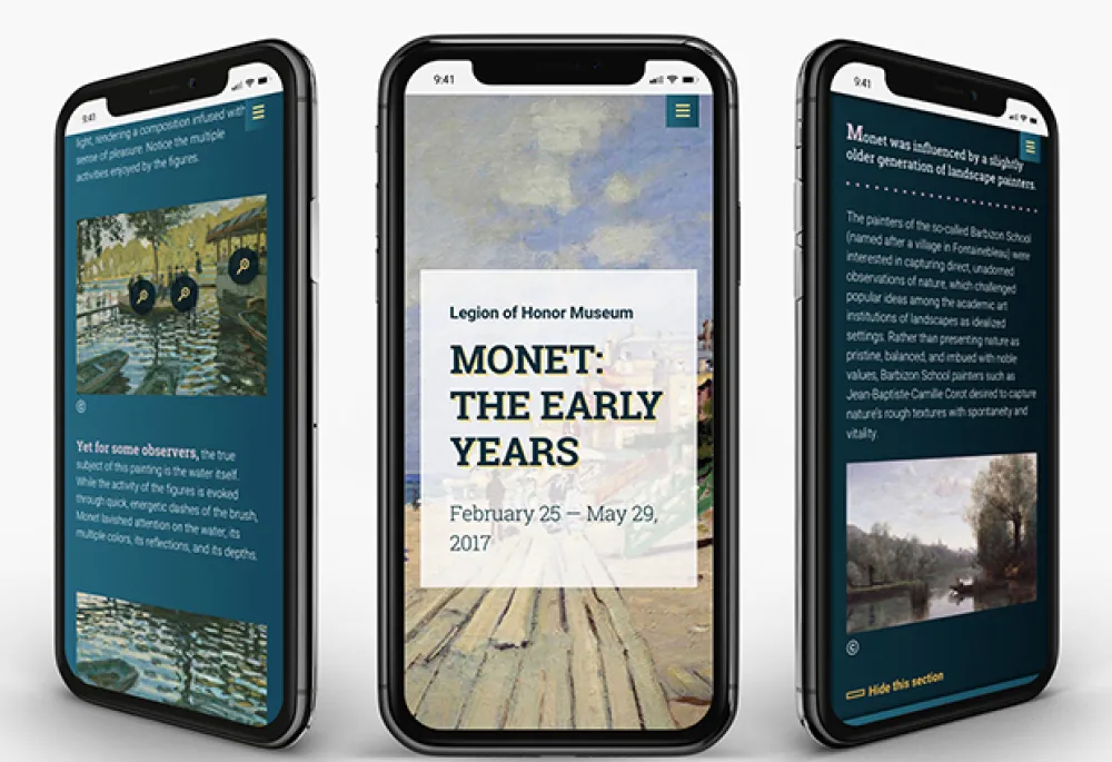 Monet Digital Stories site shown on multiple devices