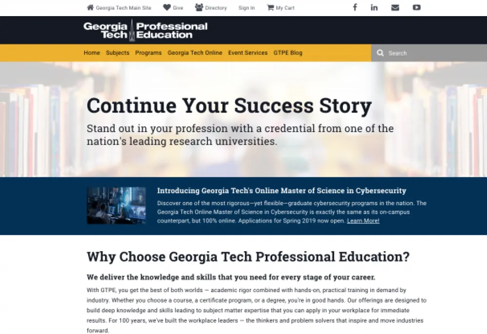 GTPE homepage screenshot