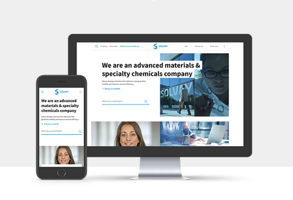 Solvay.com on desktop and mobile