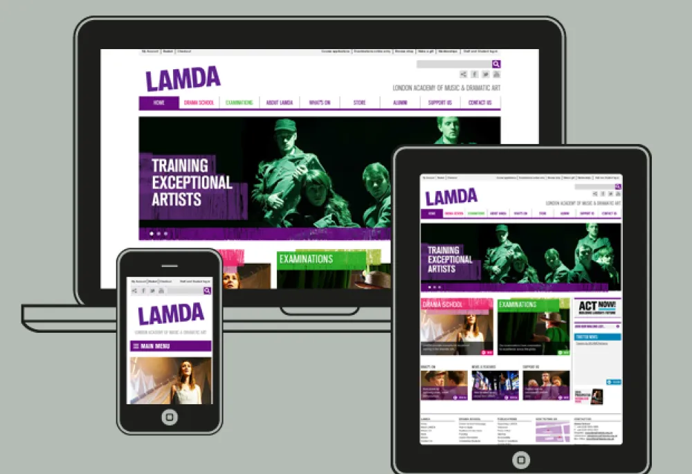Various screenshots of LAMDA website on multiple devices