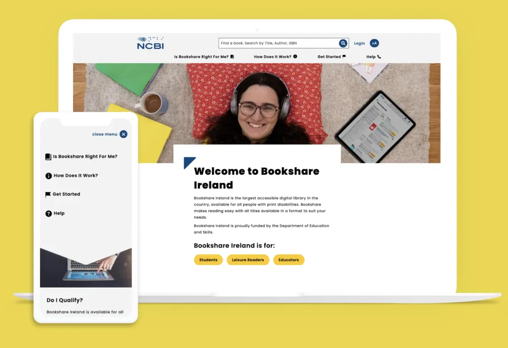 Image of NCBI Bookshare site on multiple devices