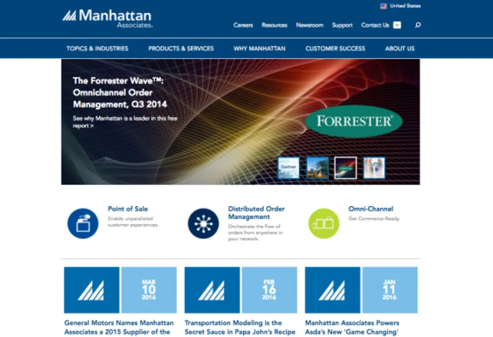 Manhattan Associates Drupal 8 Redesign Homepage 