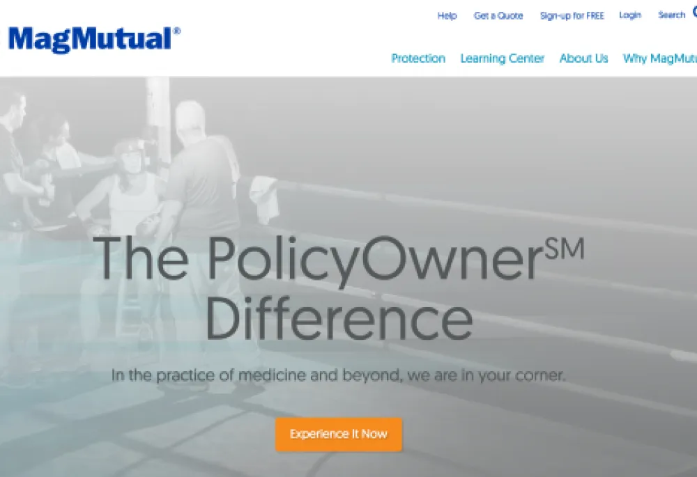 Magmutual.com homepage 