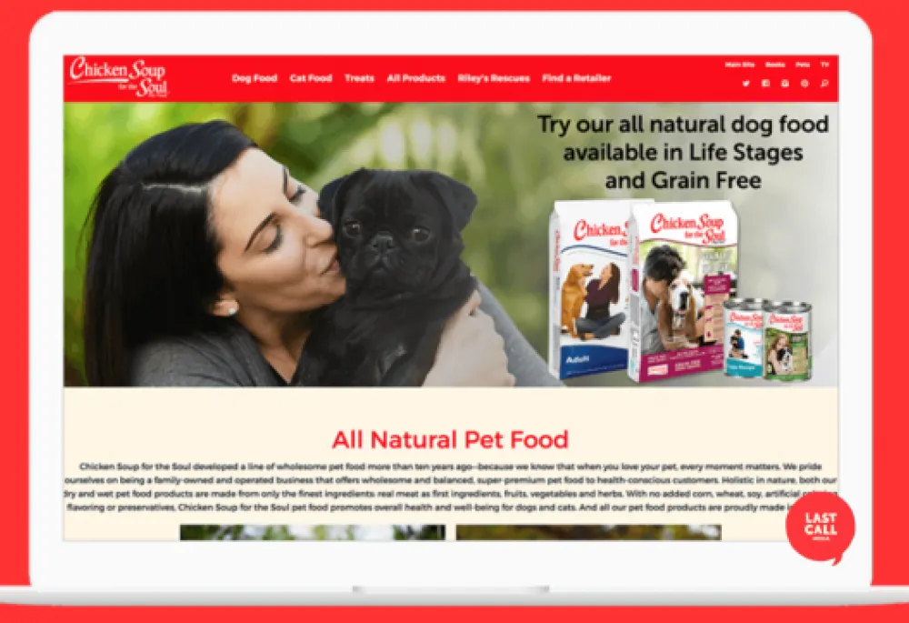 Pet Food Site Homepage Screenshot