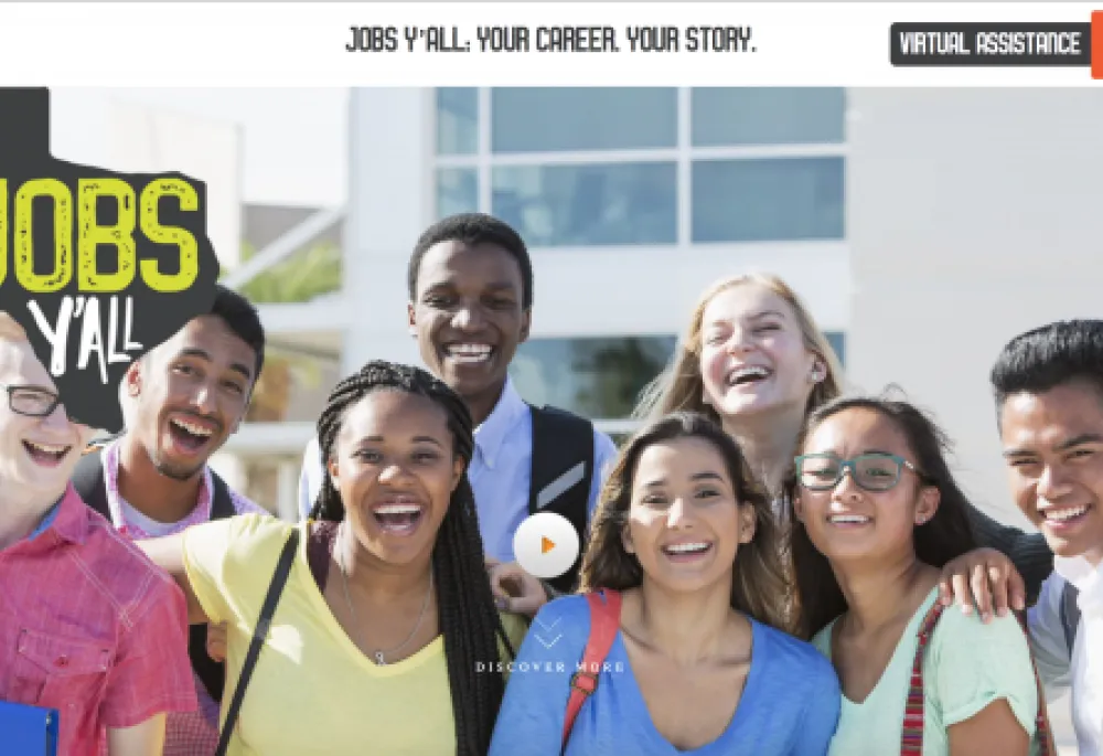 Image of the homepage of Jobs Y'All site