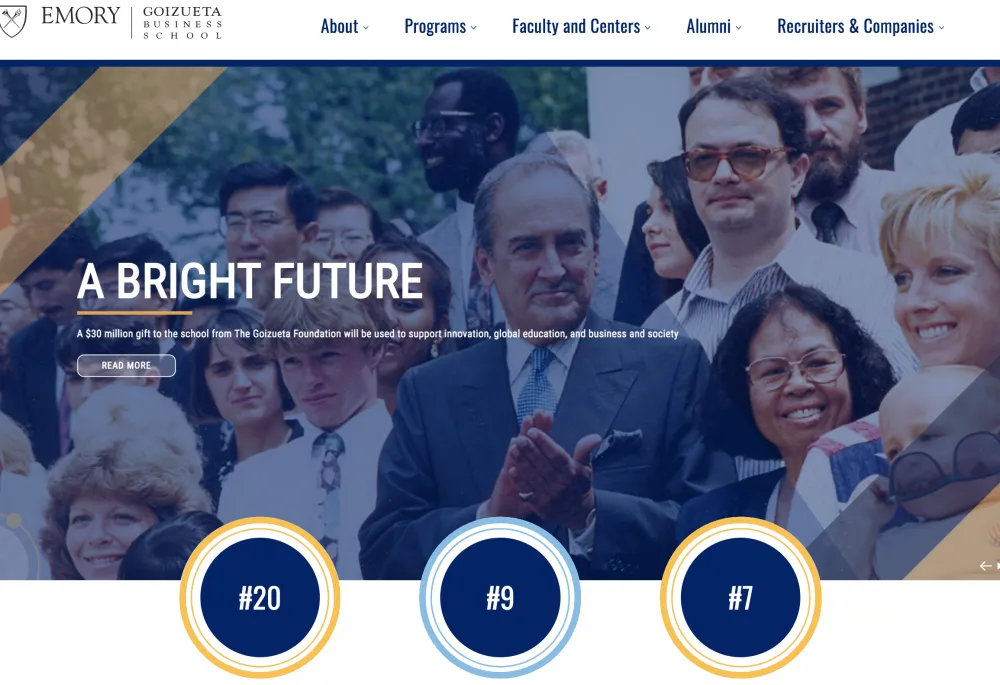 Homepage for Emory Goizueta Business School