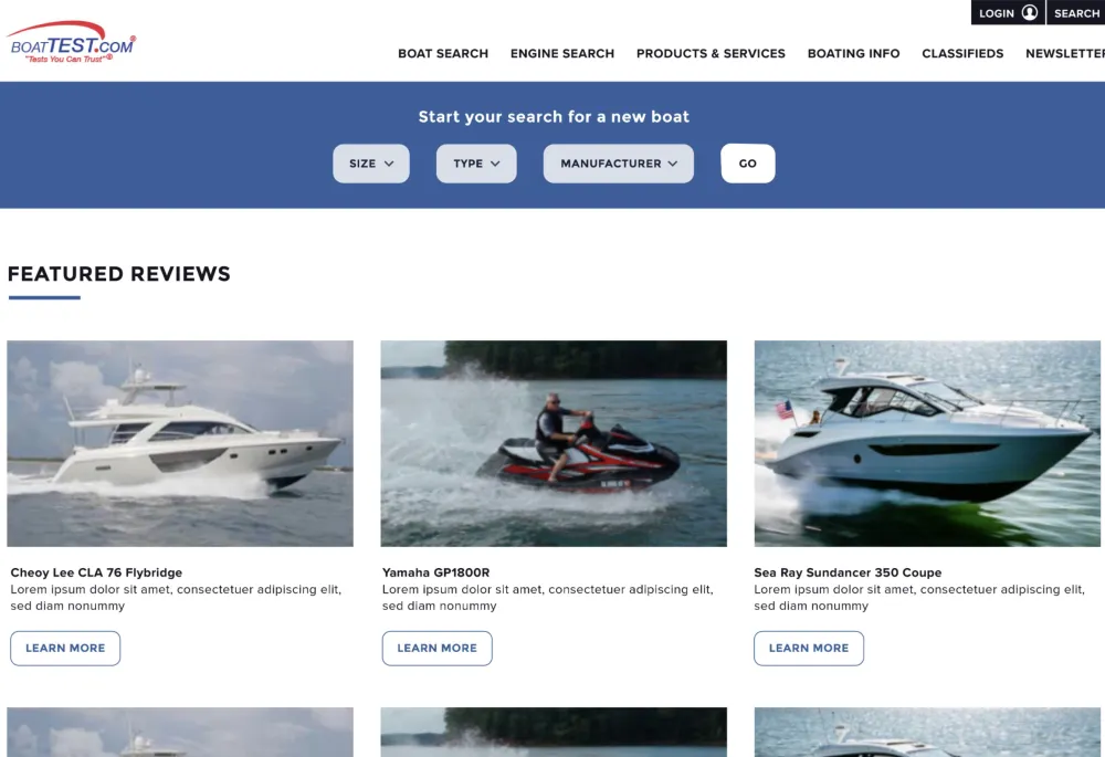BoatTEST.com Boat Listing Page