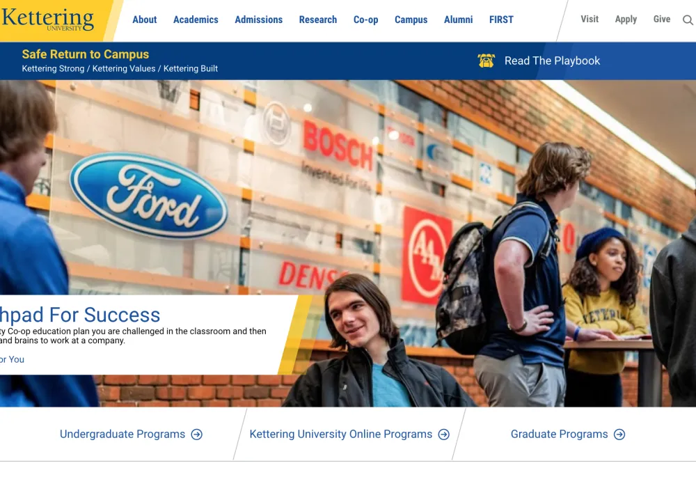 New Drupal homepage for Kettering University 