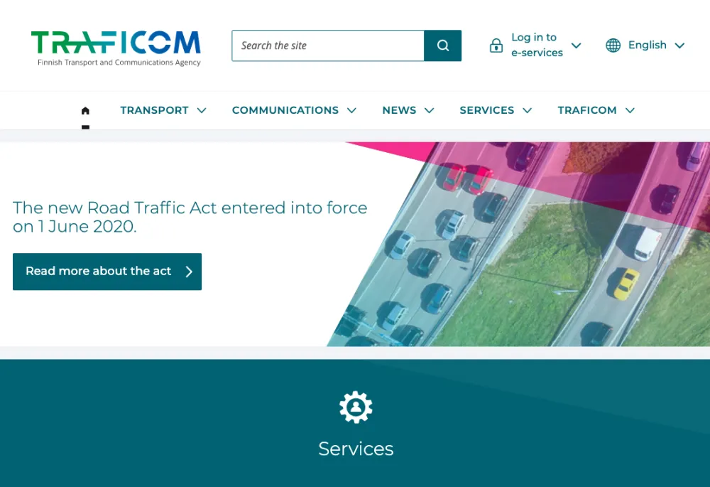 Screenshot of Traficom.fi