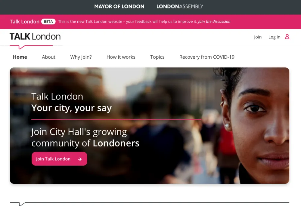 Talk London Homepage