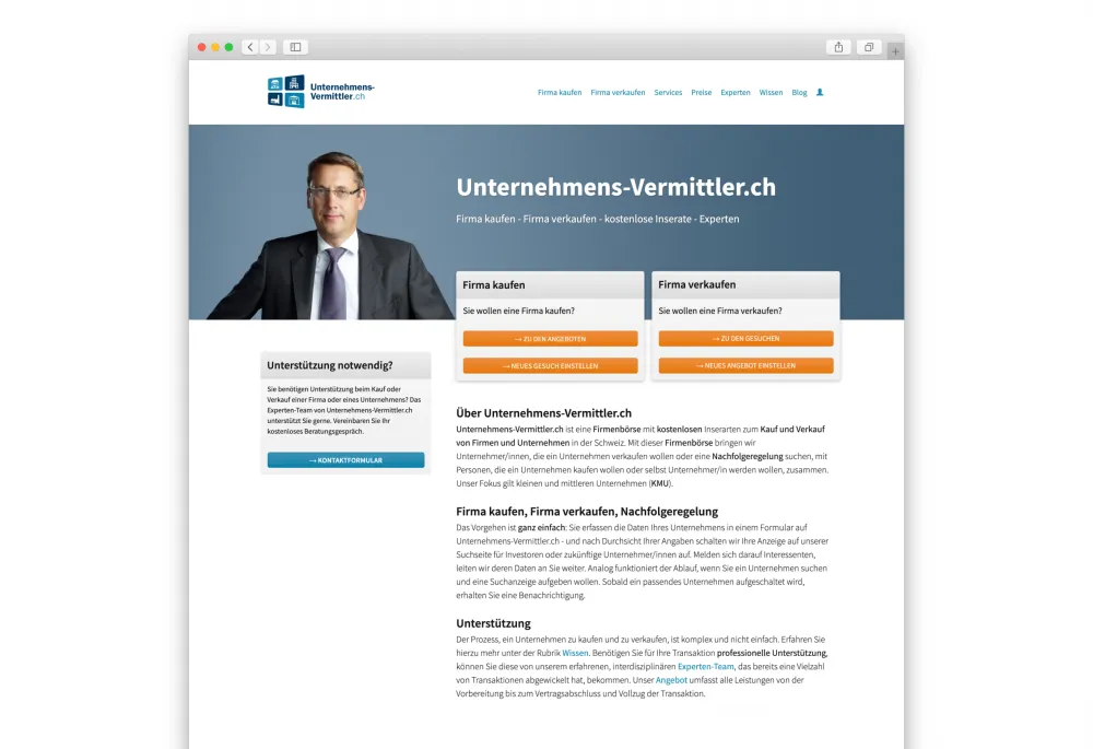 Front Page of unternehmens-vermittler.ch