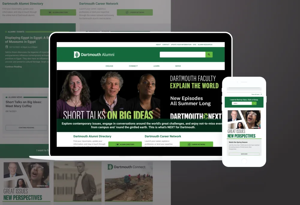 Dartmouth College Alumni website homepage