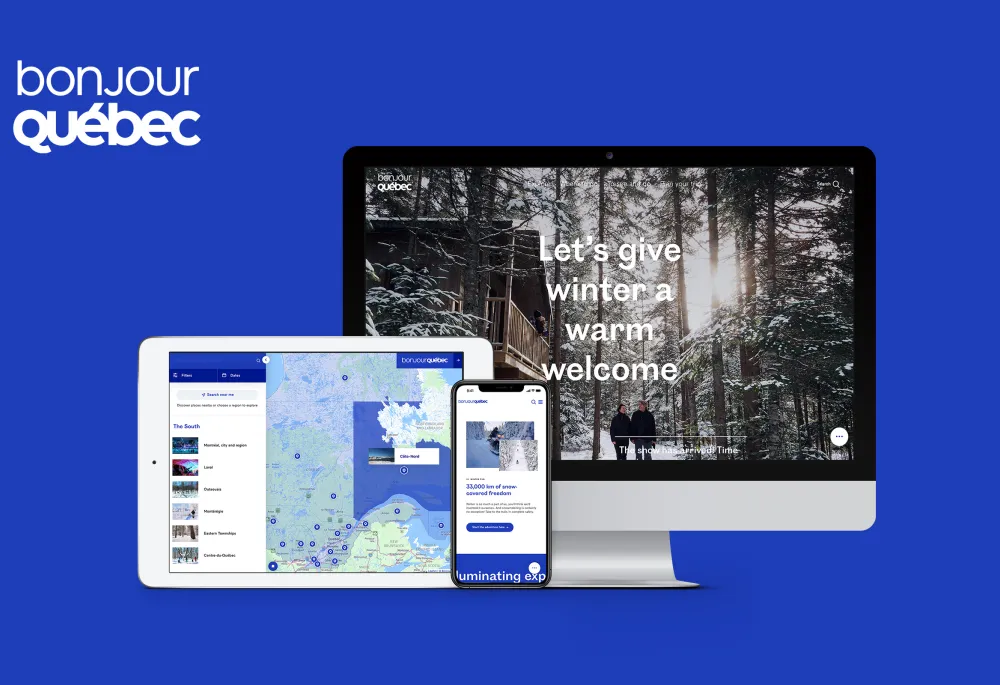 Screenshot of the BonjourQuebec website on different platforms