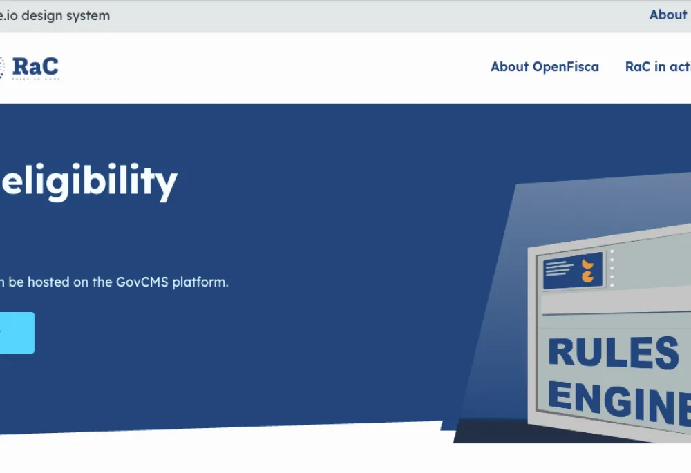 Homepage image from one of the GovCMS sandpit Rules as Code proofs of concept