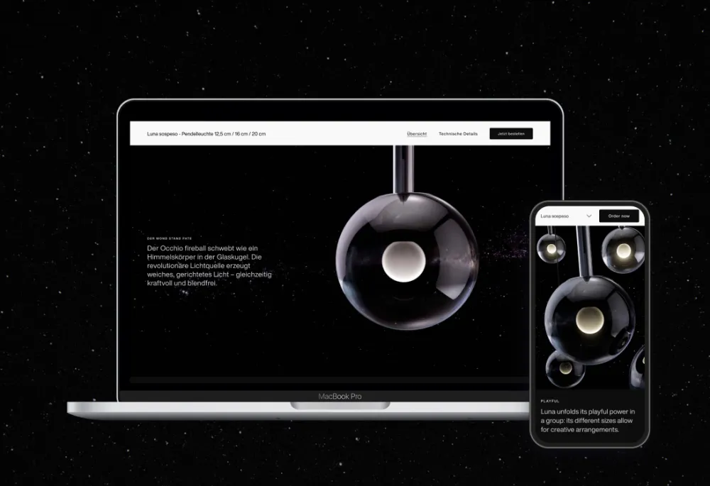 Mockup with two screens laptop and smartphone showcasing features of the software.