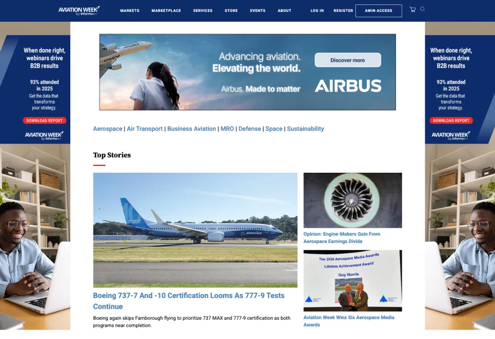 Aviation Week Website Homepage