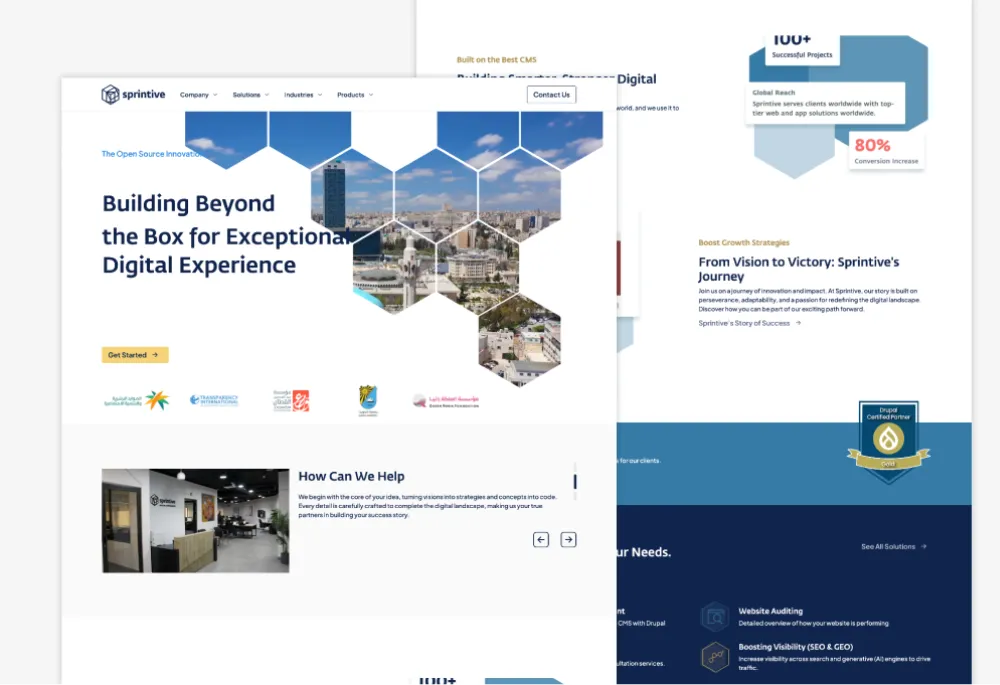 Screenshots of homepage