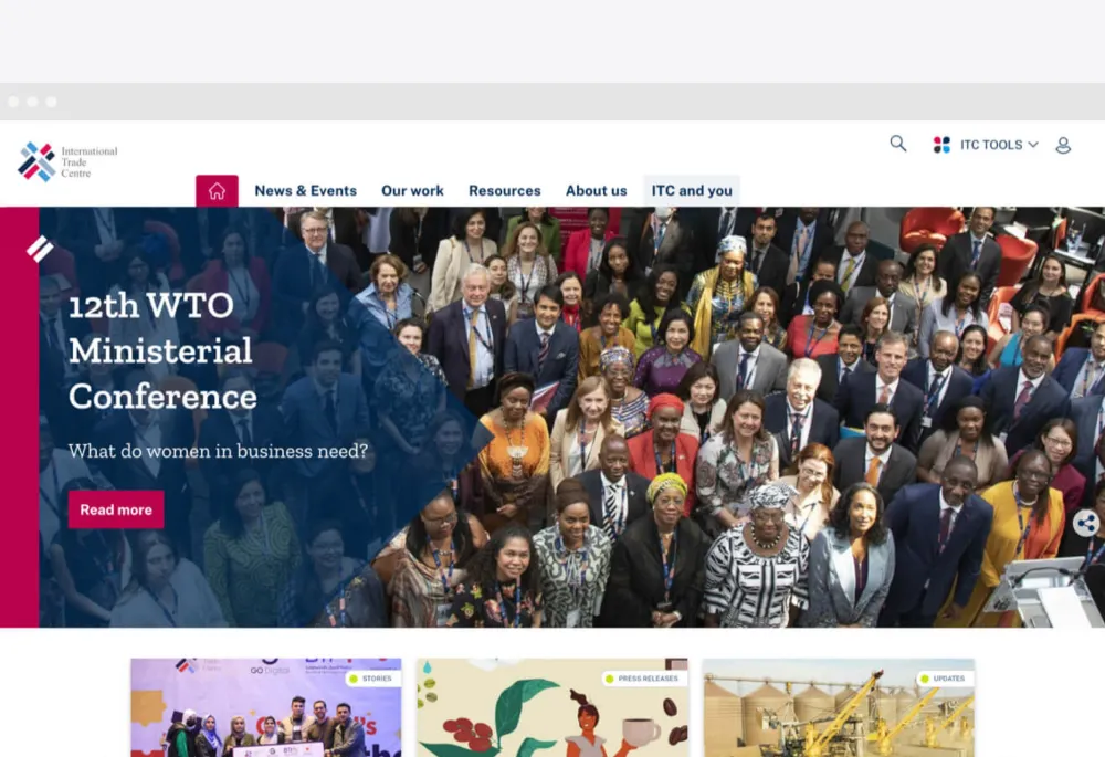 screenshot of ITC's homepage