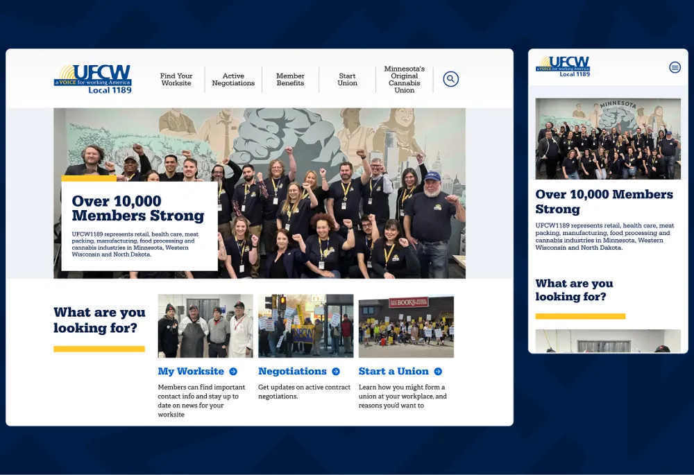 screenshot of UFCW homepage