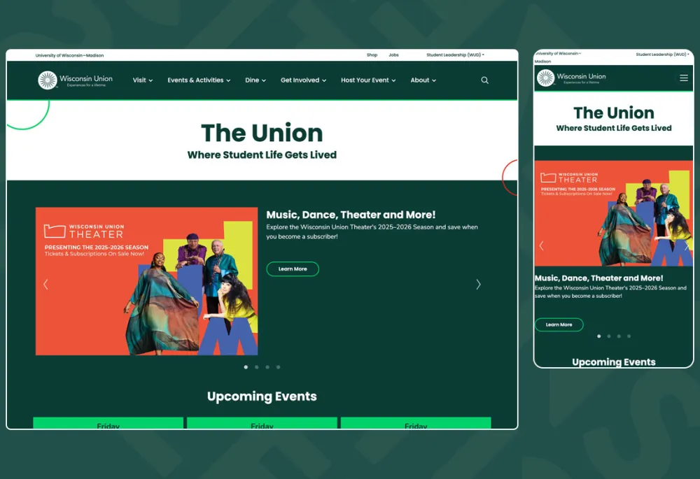 Wisconsin Union homepage screenshot