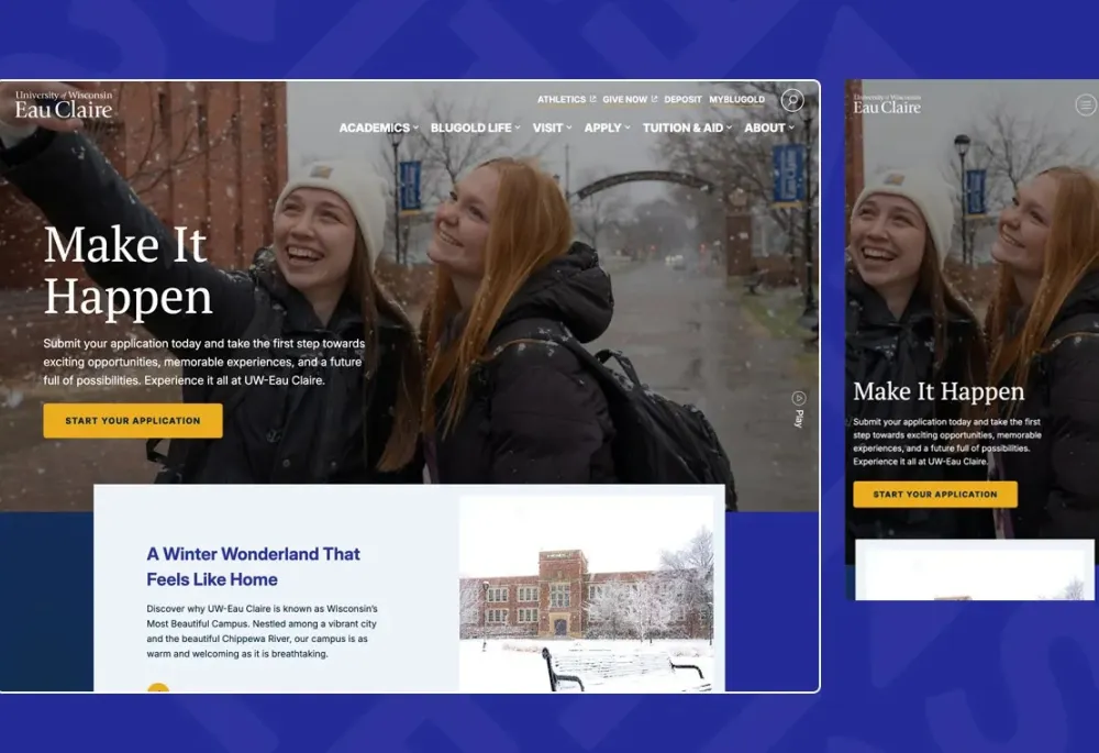 screenshot of UWEC homepage