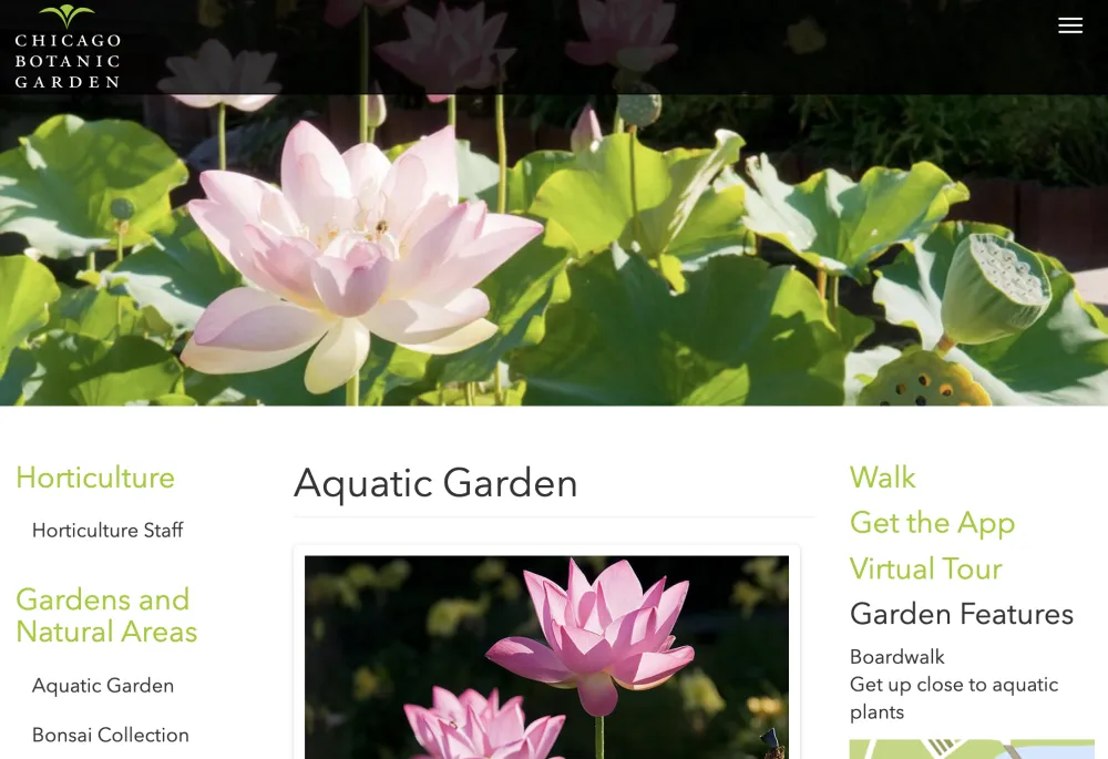Aquatic page for Chicago Botanic Garden