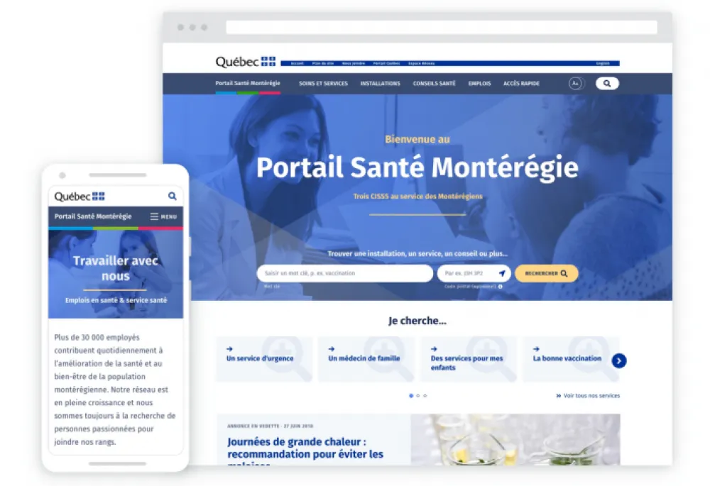 Monteregie Sante website screenshots