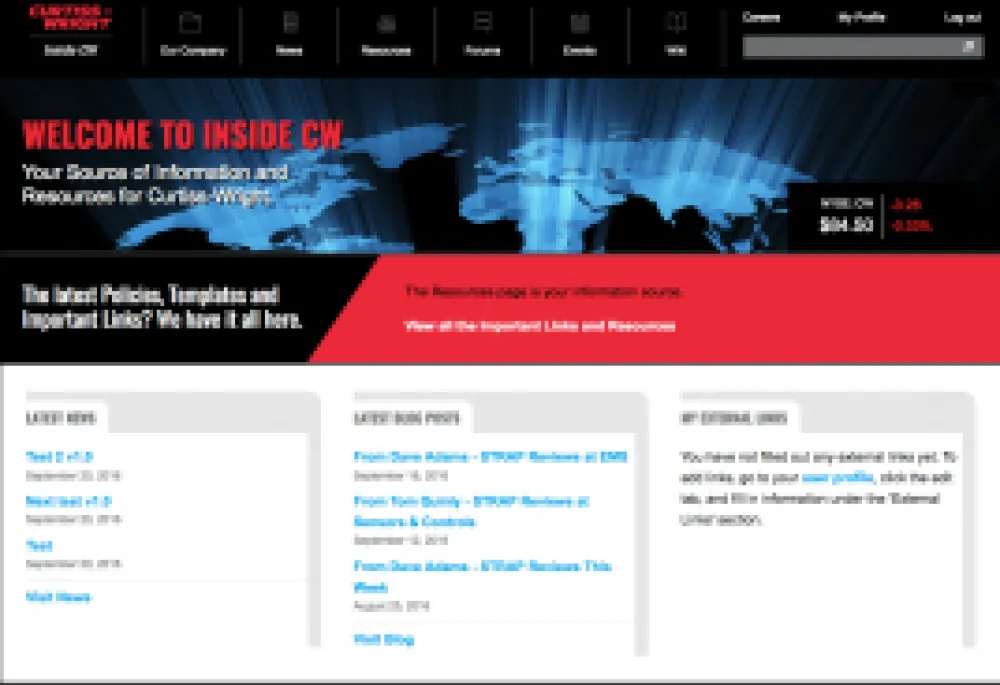 Curtiss-Wright Intranet Homepage 