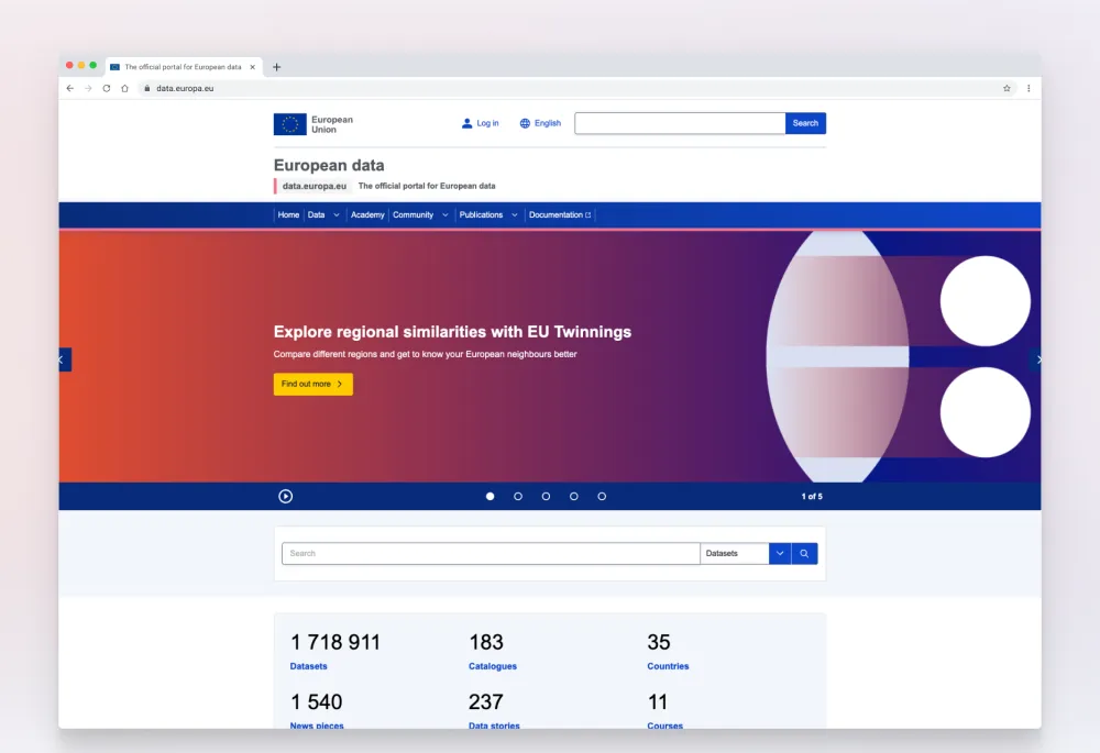 data.europa.eu homepage screenshot