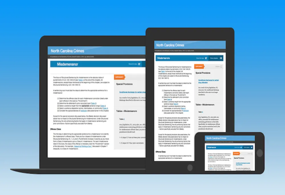 Examples of responsive design for the NC Crimes online reference book