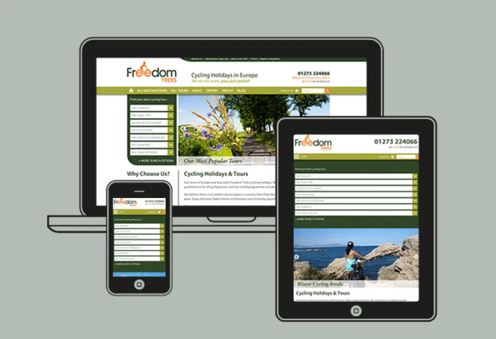 Freedom Treks homepage on all devices