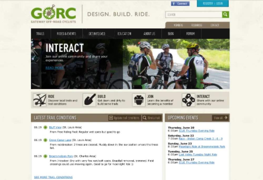 Gateway Off-Road Cyclists homepage screenshot