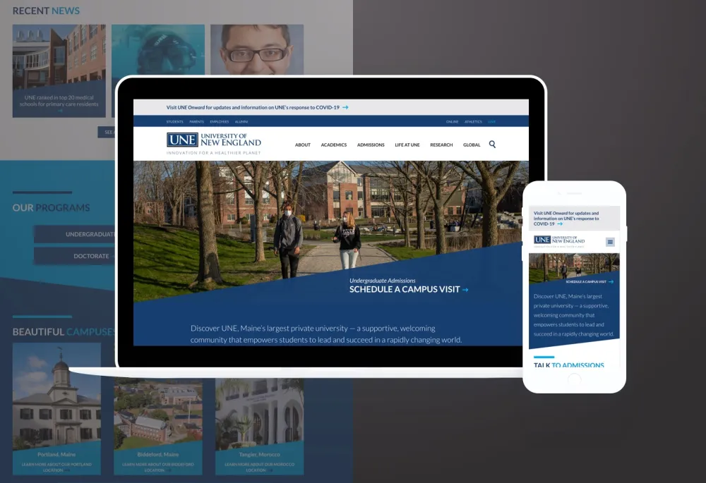 une.edu home page