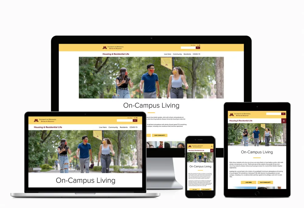 screenshot of the Housing website homepage across multiple devices
