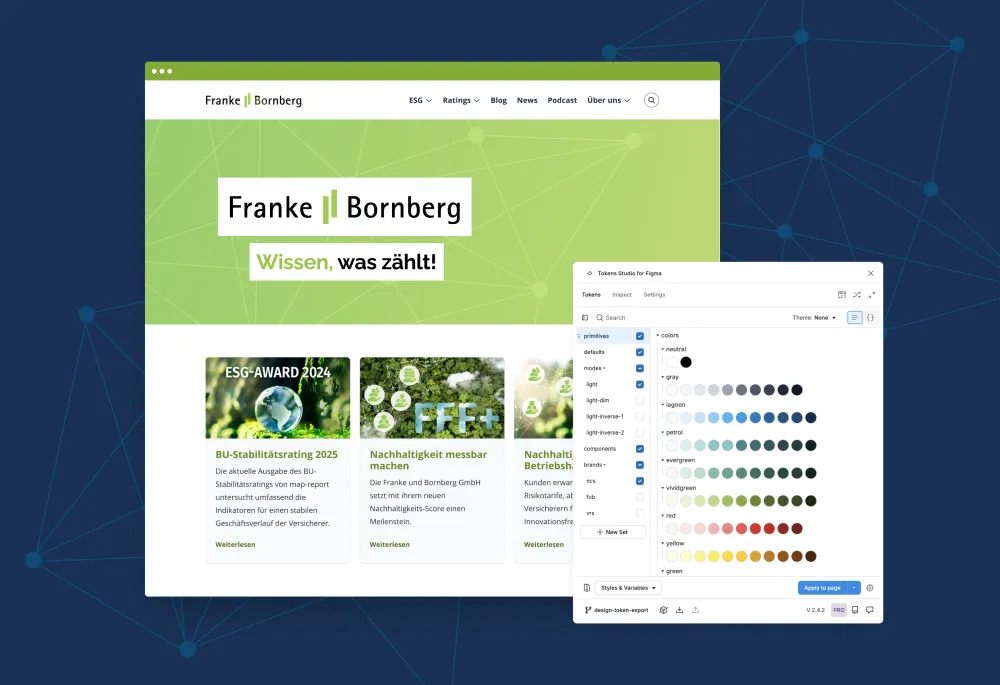 Website design and preview of the token system used